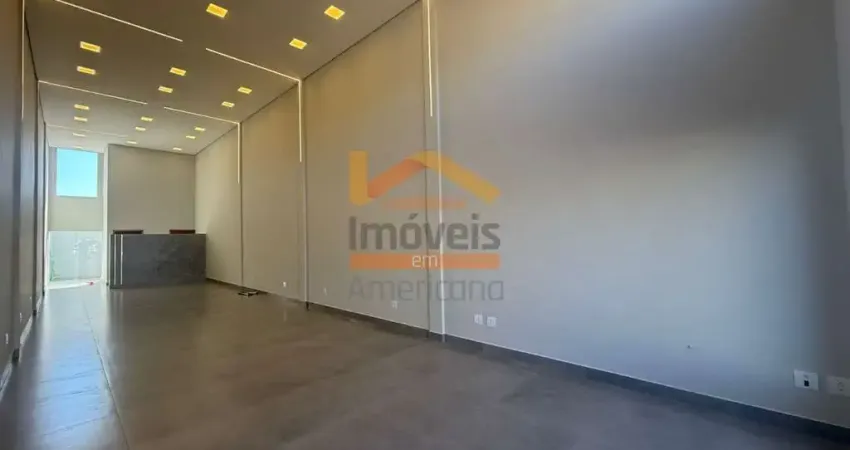 Salão comercial para locação em Americana-SP, bairro Cidade Jardim II. 2 banheiros, 1 vaga de garagem, 100m².