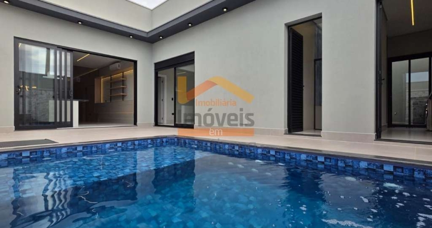 Luxuosa casa em condomínio no Jardim Recanto das Águas, Nova Odessa-SP: 3 quartos, 3 suítes, 2 salas, 4 banheiros, 4 vagas, 212m².
