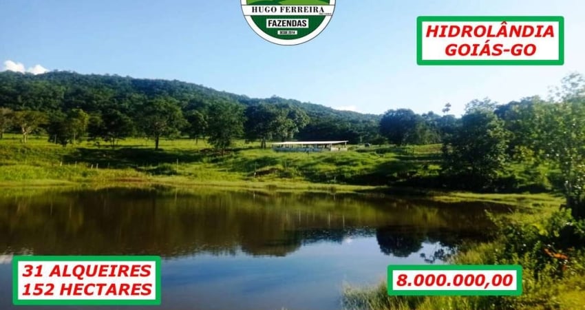 FAZENDA EM HIDROLÂNDIA/GO-NASCENTES- REPRESAS – CÓRREGO-DUPLA APTIDÃO-