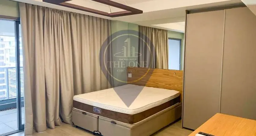 Studio de alto padrão para locação no brooklin paulista, são paulo-sp: 1 quarto, 2 salas, 1 banheiro, 1 vaga de garagem, 64,25m².
