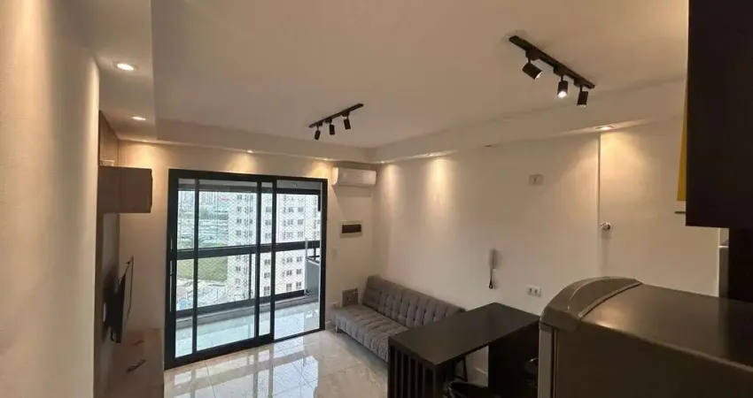 Apartamento mobiliado de 40m² para locação, barueri, barueri, sp. com 1 dormitório, sala, varanda, 1 vaga para auto.