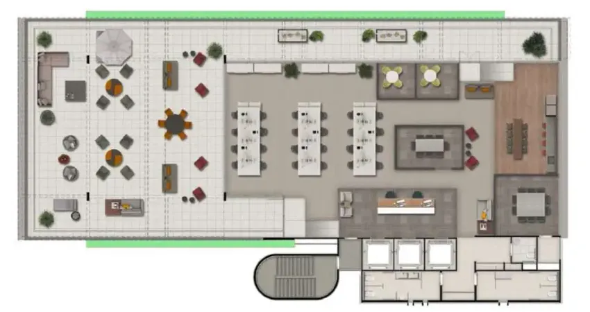 Andar corporativo de 883m² para locação, pinheiros, são paulo, sp. no 1º andar com terraço descoberto e dois acessos distintos