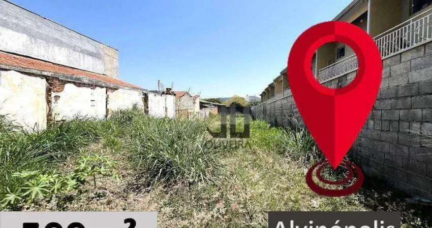 Terreno à venda, 500 m² por r$ 600.000,00 - alvinópolis - atibaia/sp
