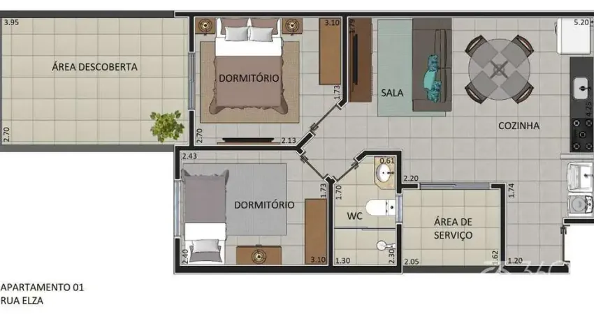 Apartamento sem Condomínio para Venda em Santo André, Vila Linda, 2 dormitórios, 1 banheiro