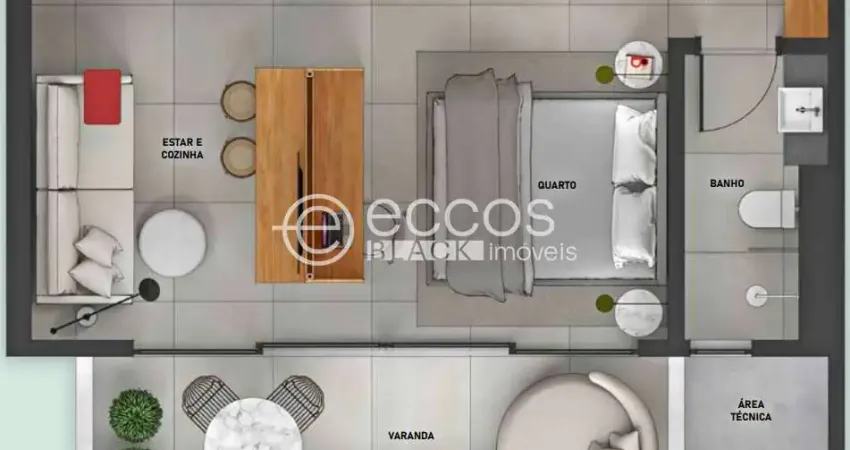 Apartamento à venda, 1 quarto, 1 vaga, gávea - uberlândia/mg