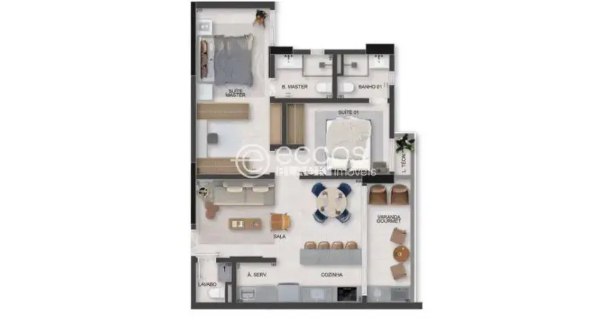 Apartamento à venda, 2 quartos, 2 suítes, Santa Mônica - Uberlândia/MG