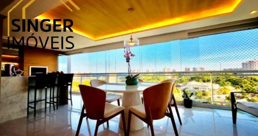 Lindíssimo apartamento à venda, patamares/salvador: 3 suítes, sala ampla, varandão gourmet, vista mar, 3 vagas, 172m², depósito, infraestrutura total