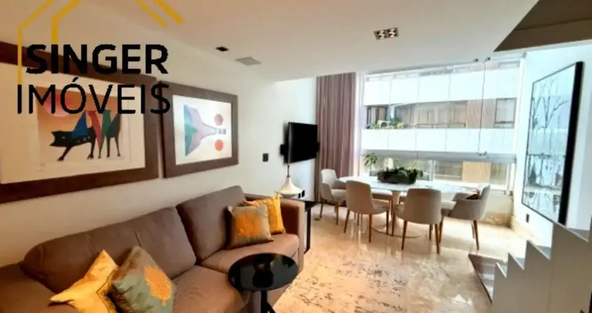 Aptº duplex decorado à venda > vitória: 1 quarto, banheiro, lavabo, vista mar, andar alto, sala em 2 ambientes, 1 banheiro, 1 vaga de garagem, 65 m²