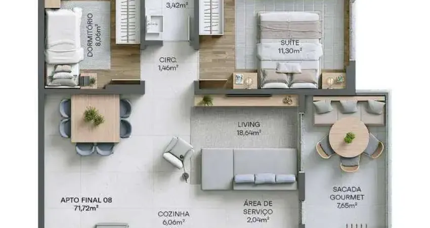 Apartamento com 1 suíte + 1 dormitório à venda no bairro vila operária em itajaí