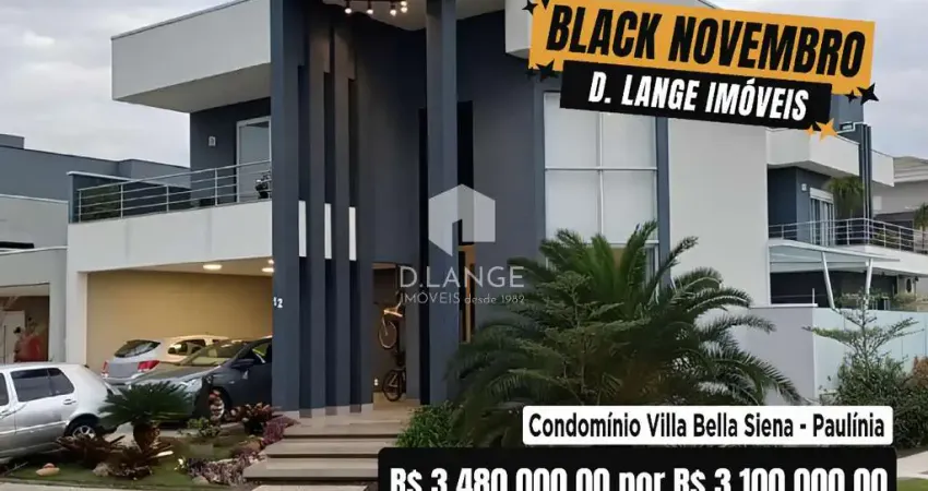 Casa à venda no condominio villa bella siena no bairro jardim américa em paulínia
