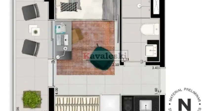 Studio totalmente mobiliado a 800 m do metro vila mariana com sacada