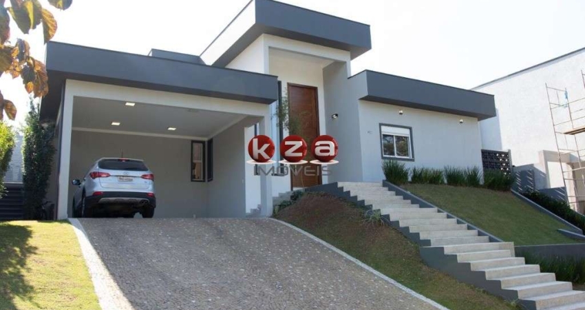 Casa de luxo em condomínio: 4 quartos, 4 suítes, 3 salas, 6 banheiros, 6 vagas, 321m² em Valinhos-SP, Condomínio Villa Lombarda.