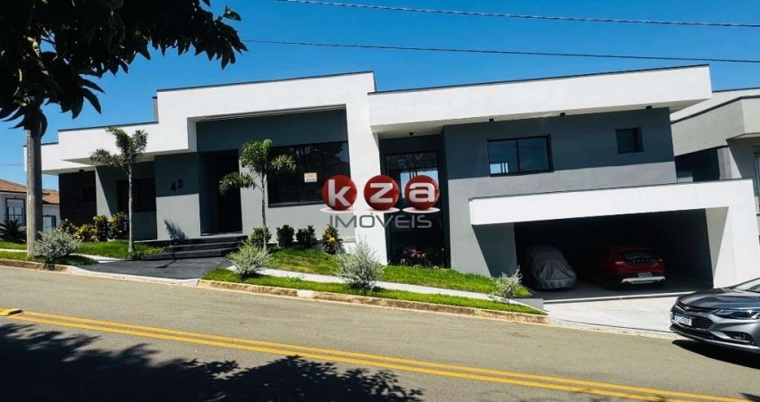 Casa de alto padrão a venda no Condomínio Portal do Jequitibá em Valinhos-SP. 3 amplas suítes, gourmet e piscina, 356m². Vista Panorâmica.