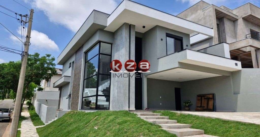 Casa Moderna e nova a venda em condomínio de alto padrão em Valinhos-SP, : 3 suítes, 4 vagas, 280m².gourmet com piscina.