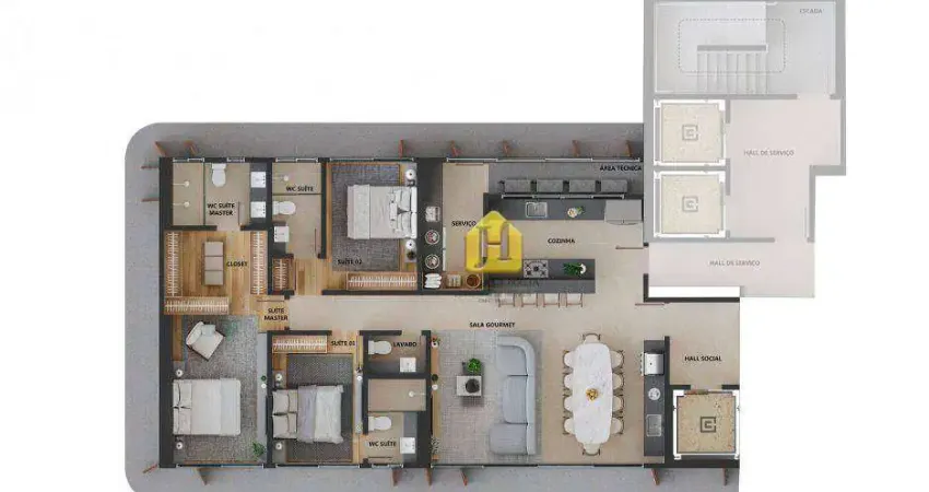 Apartamento com 3 dormitórios à venda, 133 m² por R$ 1.066.263,00 - Tirol - Natal/RN
