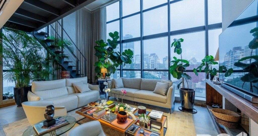 Belíssimo apartamento no Glass Aurélio andar alto, Living com pé direito duplo, 174m² privativos finamente decorado no Moinhos de Vento