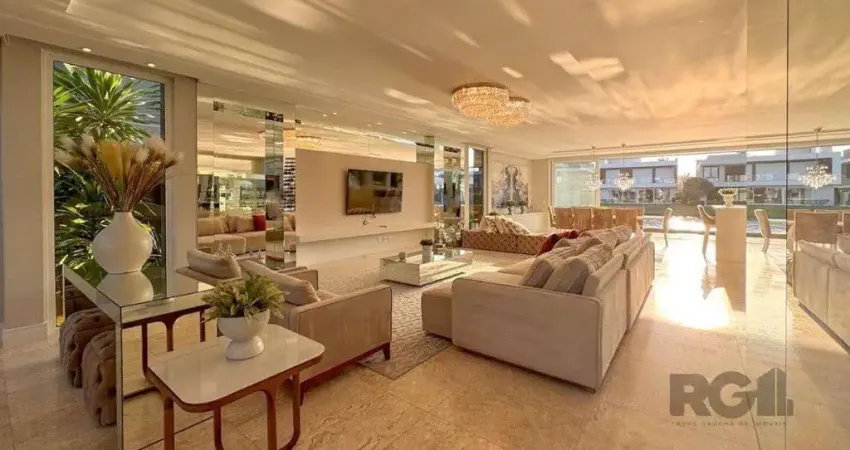 Excepcional sobrado 5 dormitórios com 5 suítes, totalmente mobiliado e ricamente decorado a beira lago em xangrilá, no condomínio enseada.