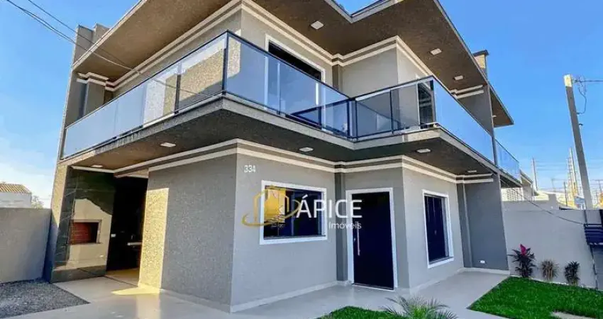 Sobrado novo com suíte e jardim no bairro Iguaçu – Fazenda Rio Grande!