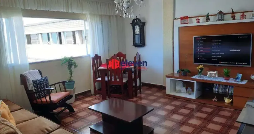 Apartamento em São Vicente com 2 dormitórios, sala ampla vista mar, 2 banheiros, cozinha, área de serviço, garagem, salão de jogos, salão de festas.