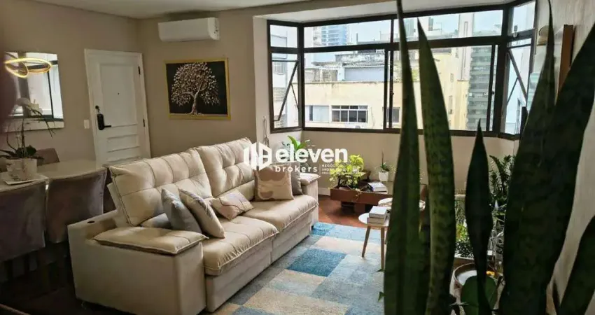 Apartamento à venda na aparecida – 117m², 3 dorms (1 suíte), vista parcial do mar e 1 vaga escriturada