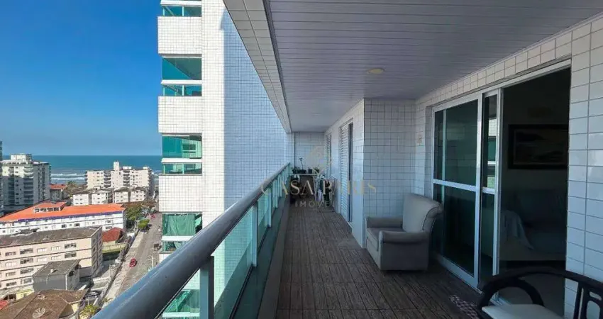 Apartamento vista mar com 2 dormitórios à venda, 95 m² por r$ 570.000 - caiçara - praia grande/sp