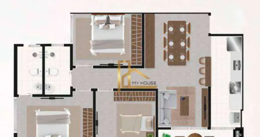 Apartamento de 3 Quartos com Vista para o Sol da Manhã no Residencial 878 (Entrega prevista para Fev/2024)