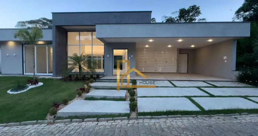 Casa Linear com 4 Suítes e Lazer Privativo em Condomínio Exclusivo