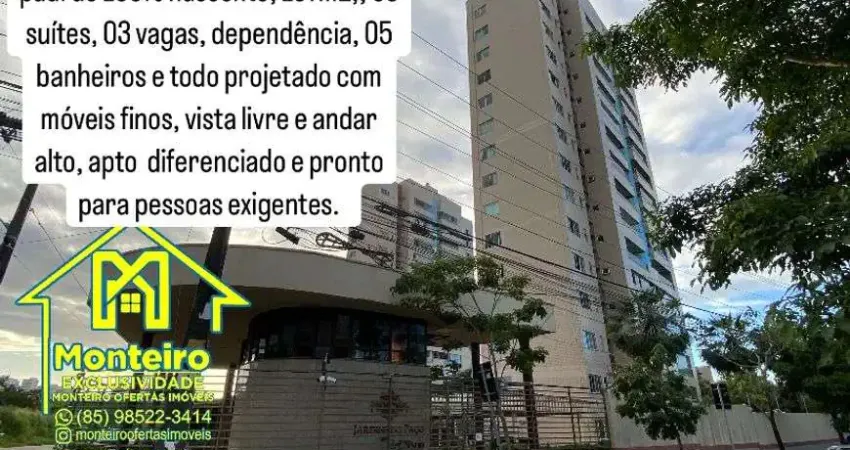 Espetacular apto alto padrão 100% nascente e epoejtado móveis finos área no Cambeba
