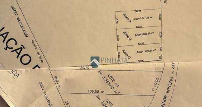 Terreno à venda, 3365 m² por R$ 1.200.000,00 - Monte Alegre - Vinhedo/SP