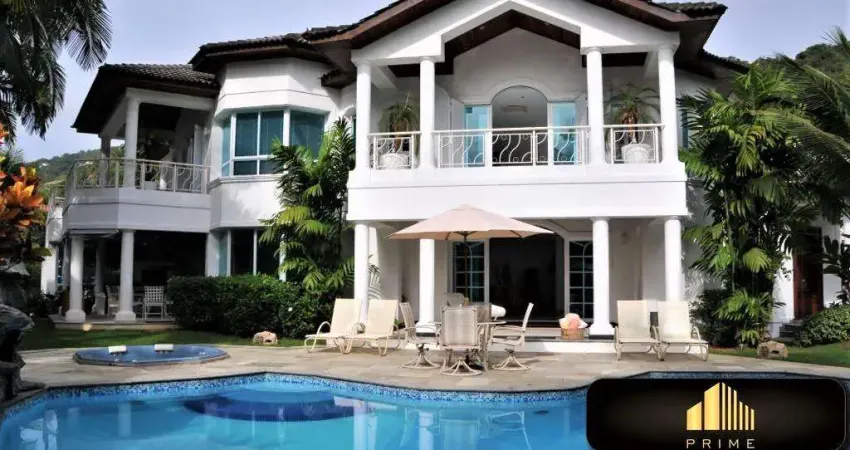 Casa em condomínio para temporada em guarujá, cond. iporanga, 5 dormitórios, 5 suítes, 6 banheiros, 4 vagas