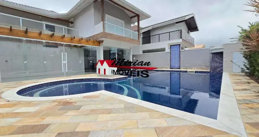 Impecável casa de luxo em condomínio à venda em peruíbe-sp, 5 quartos, 5 suítes, 2 salas, 7 banheiros, 4 vagas, 350 m².