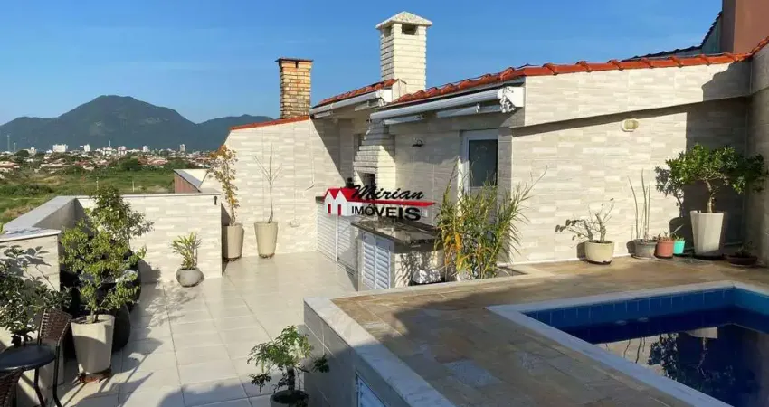 Cobertura com vista para o mar e morro em bairro nobre de peruíbe