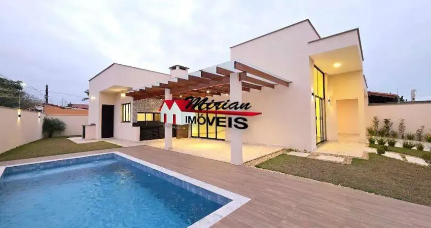 Casa terrea com terreno grande piscina com cascata jardim imperador em peruibe