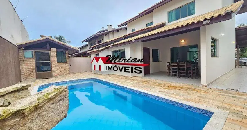 Casa a venda em peruíbe, casa em condomínio fechado em peruibe - com piscina e varanda goumert