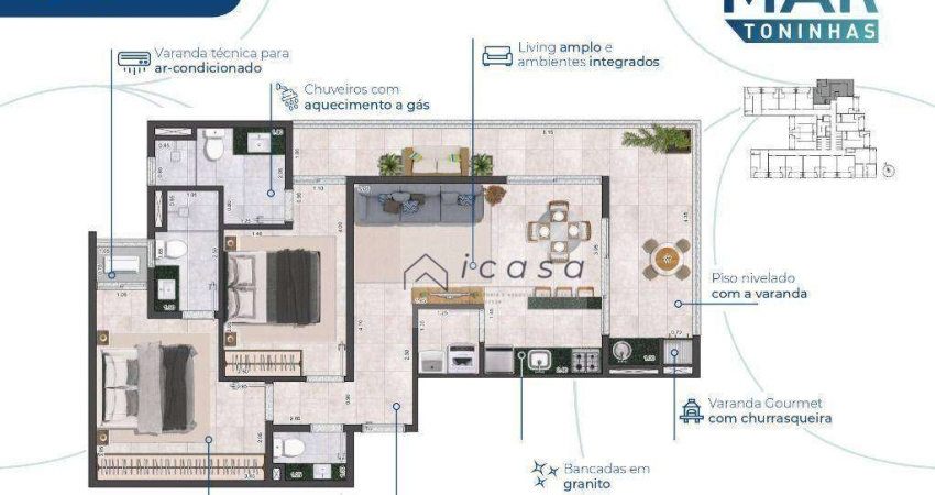 Apartamento com 2 dormitórios à venda, 76 m² por R$ 667.000,00 - Praia das Toninhas - Ubatuba/SP