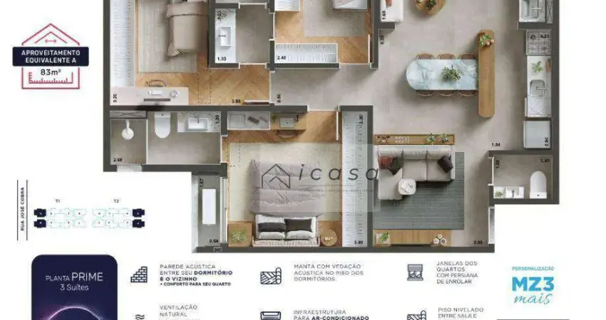 Apartamento com 3 dormitórios à venda, 76 m² por R$ 734.000,00 - Parque Industrial - São José dos Campos/SP
