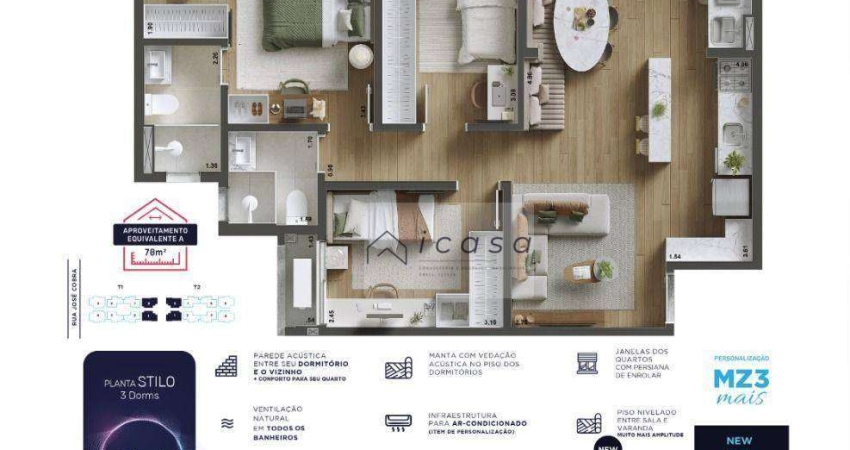 Apartamento com 3 dormitórios à venda, 71 m² por R$ 695.000,00 - Parque Industrial - São José dos Campos/SP