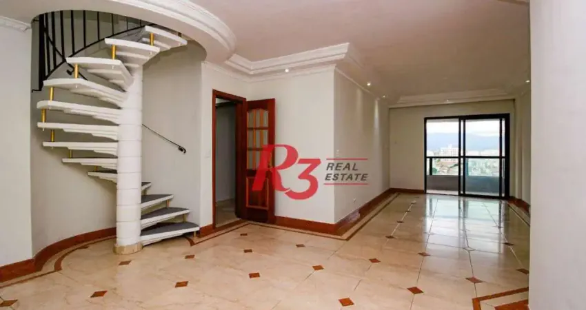 Cobertura com 4 dormitórios para alugar, 254 m² por r$ 11.000,00/mês - boqueirão - santos/sp