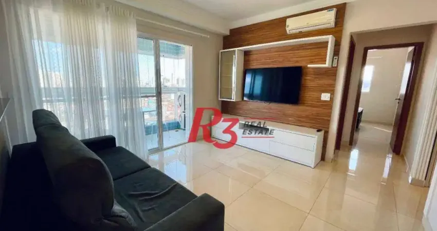 Apartamento com 1 dormitório para alugar, 58 m² por r$ 4.900,00/mês - boqueirão - santos/sp