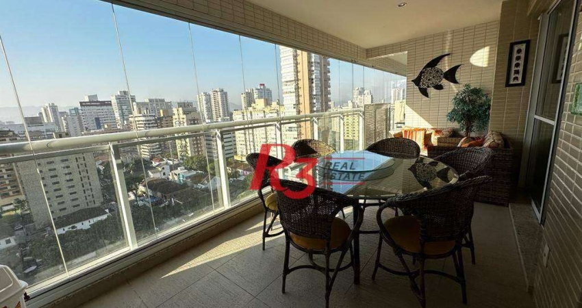 Apartamento para alugar, 181 m² por R$ 16.000,02/mês - Gonzaga - Santos/SP