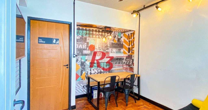 Apartamento com 1 dormitório para alugar, 43 m² por R$ 3.000,02/mês - Ponta da Praia - Santos/SP