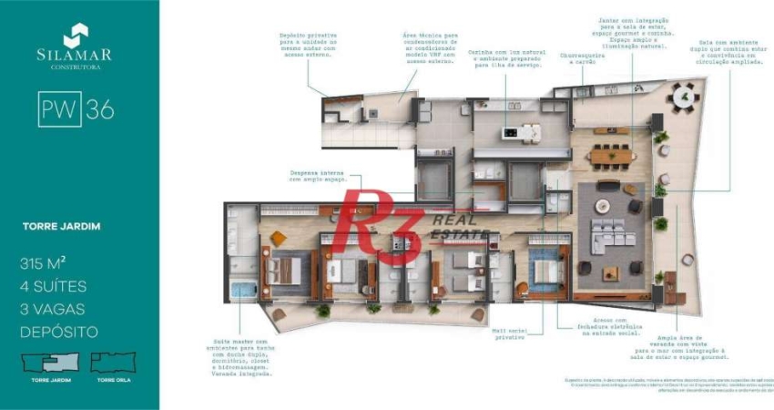 Apartamento à venda, 315 m² por R$ 5.150.000,00 - Gonzaga - Santos/SP
