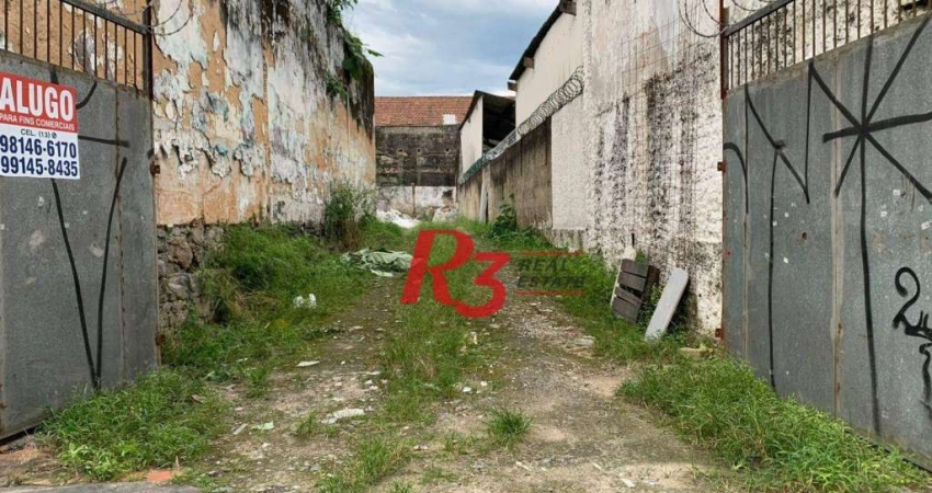 Terreno à venda, 222 m² por R$ 686.000,00 - Centro - Santos/SP