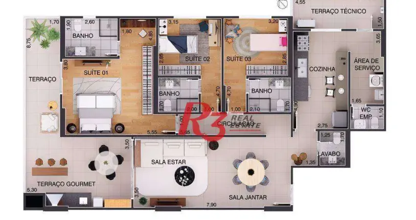 Apartamento à venda, 170 m² por R$ 2.590.100,00 - Aparecida - Santos/SP