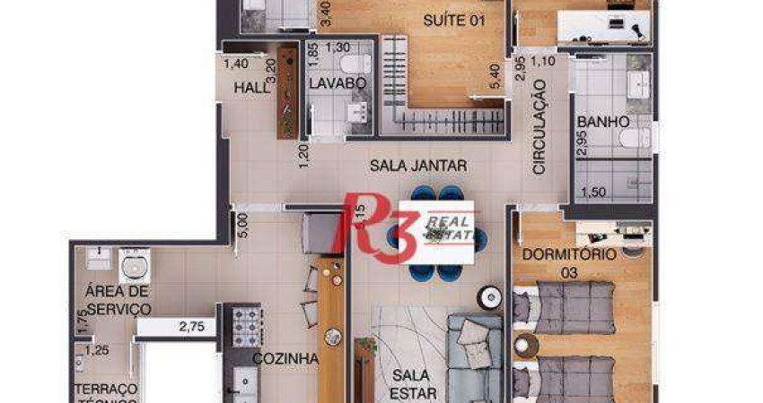 Apartamento à venda, 146 m² por R$ 1.912.900,00 - Aparecida - Santos/SP