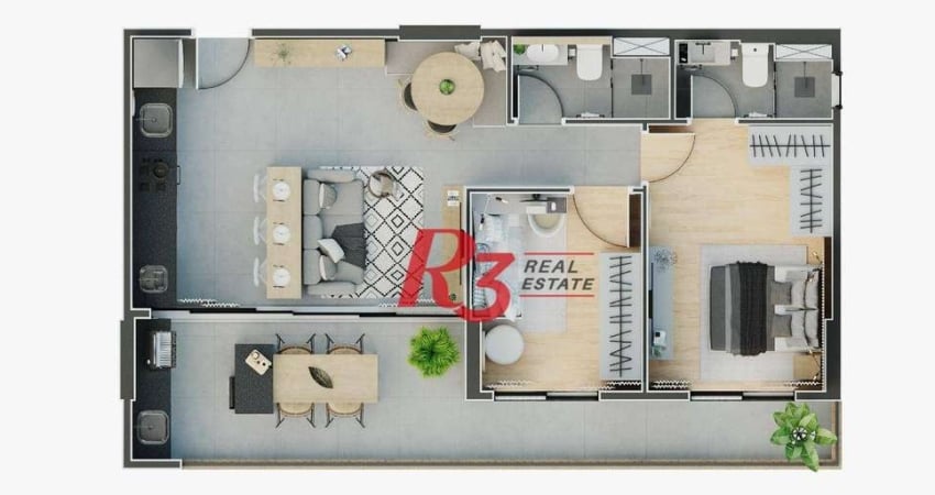Apartamento com 2 dormitórios, 65 m² - venda por R$ 950.000,00 ou aluguel por R$ 6.500,00/mês - Ponta da Praia - Santos/SP