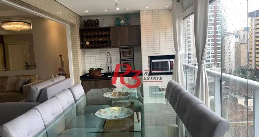 Apartamento com 3 dormitórios para alugar, 181 m² por r$ 15.000,00/mês - gonzaga - santos/sp