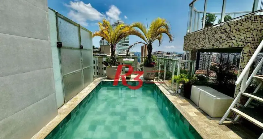 Cobertura com 3 dormitórios à venda, 289 m² por R$ 2.200.000,00 - Ponta da Praia - Santos/SP