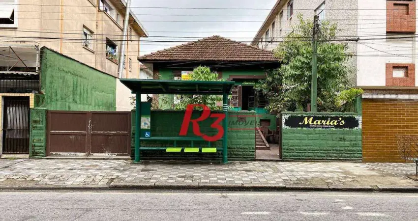 Terreno à venda, 417 m² por R$ 1.590.000,00 - Boqueirão - Santos/SP