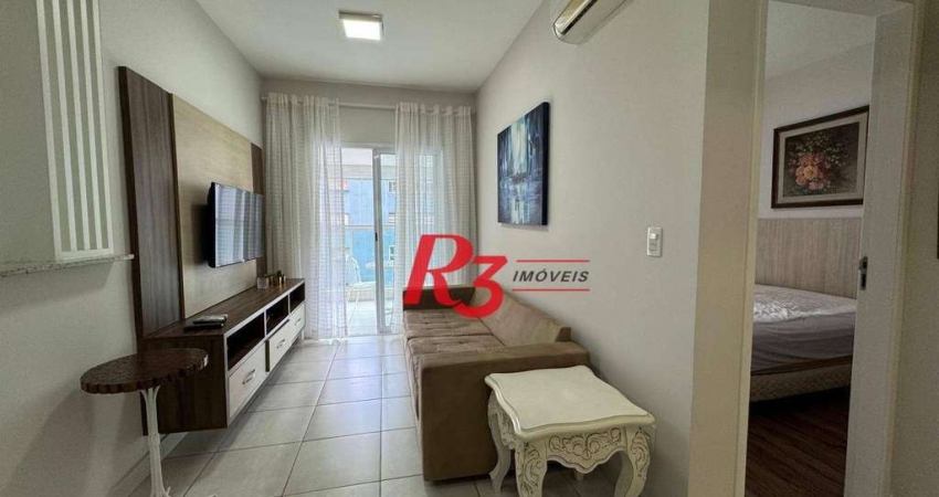 Apartamento com 1 dormitório para alugar, 50 m² por R$ 5.800,00/mês - Gonzaga - Santos/SP